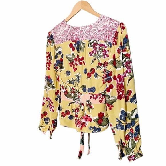 ANTHROPOLOGIE Floral Patchwork Wrap Blouse by MEADOW RUE - Picture 8 of 16